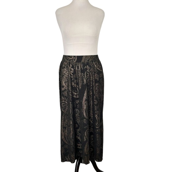 CATHERINES New Black Metallic Gold MAXI SKIRT 1X 18 20 Whimsigoth Witchy Sparkle - Picture 2 of 16